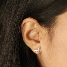 Load image into Gallery viewer, Sausage Dog Stud Earrings in Silver
