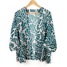 Load image into Gallery viewer, TEAL PINK SILHOUETTE PRINT MODAL KIMONO
