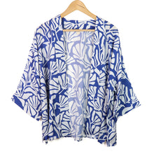 Load image into Gallery viewer, BLUE WHITE SILHOUETTE PRINT MODAL KIMONO
