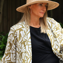 Load image into Gallery viewer, OLIVE GREEN SILHOUETTE PRINT MODAL KIMONO
