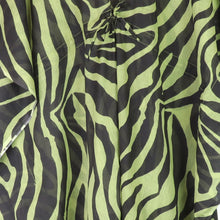 Load image into Gallery viewer, LIME BLACK ZEBRA PRINT ORGANIC COTTON LONG BEACH COVER UP KAFTAN WITH WAIST TIE
