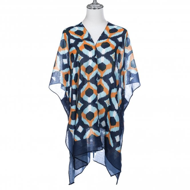 Navy and Orange Geo Kimono