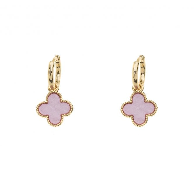 Clover Gold Plated Earrings - Pink E1063