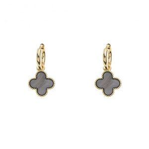 E1065 Charcoal Stone Gold Plated Earrings