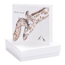 Boxed Giraffe With Love Earring Card