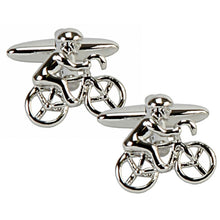 Load image into Gallery viewer, Harvey Makin Rhodium Plated Cufflinks Cyclist
