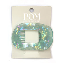 Load image into Gallery viewer, MINT IRRIDESCENT MARBLED CURVE HAIR COMB CLIP
