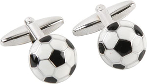 Harvey Makin Rhodium Plated Cufflinks Footballs