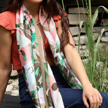 Load image into Gallery viewer, PINK GREEN MIX BRUSH STROKE PRINT SCARF
