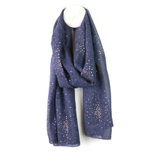 Load image into Gallery viewer, NAVY SPECKLE FOIL PRINT SCARF
