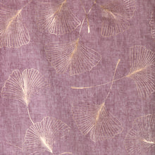 Load image into Gallery viewer, MAUVE WITH ROSE GOLD FOIL GINKO LEAF SCARF
