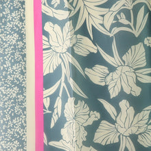 Load image into Gallery viewer, SEAFOAM FLOWER PINK BORDER PRINT RECYCLED POLY SILK FEEL SCARF
