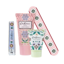 Load image into Gallery viewer, CK Woven Flowers  Manicure Tin (Emery Board, Nail Clippers, Cuticle Cream 15ml, Hand Cream 30ml)

