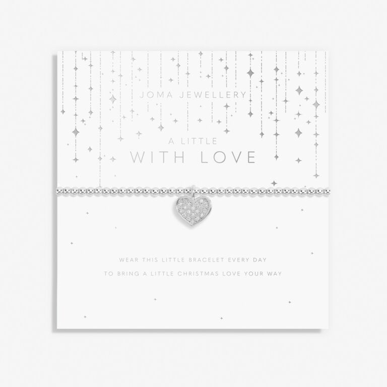CHRISTMAS A LITTLE WITH LOVE Silver Bracelet 17.5cm stretch