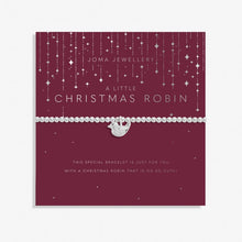 Load image into Gallery viewer, CHRISTMAS A LITTLE CHRISTMAS ROBIN Silver Bracelet 17.5cm stretch
