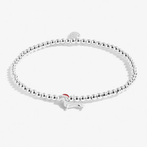 CHRISTMAS A LITTLE DACHSHUND THROUGH THE SNOW Silver Bracelet 17.5cm stretch