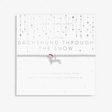 Load image into Gallery viewer, CHRISTMAS A LITTLE DACHSHUND THROUGH THE SNOW Silver Bracelet 17.5cm stretch
