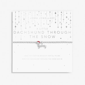 CHRISTMAS A LITTLE DACHSHUND THROUGH THE SNOW Silver Bracelet 17.5cm stretch