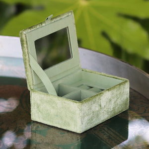 GREEN VELVET SMALL JEWELLERY BOX WITH LARGE BUTTERFLY EMBROIDERY