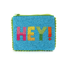 Load image into Gallery viewer, TURQUOISE 'HEY' BEADED SMALL HOLIDAY PURSE
