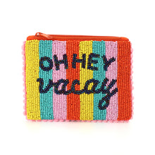 Load image into Gallery viewer, STRIPED 'OH HEY VACAY' BEADED HOLIDAY PURSE
