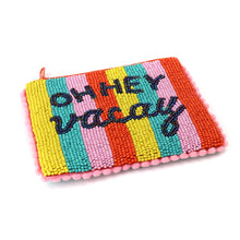 Load image into Gallery viewer, STRIPED 'OH HEY VACAY' BEADED HOLIDAY PURSE
