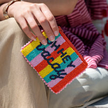 Load image into Gallery viewer, STRIPED 'OH HEY VACAY' BEADED HOLIDAY PURSE

