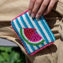 Load image into Gallery viewer, STRIPED WATERMELON SLICES BEADED HOLIDAY PURSE
