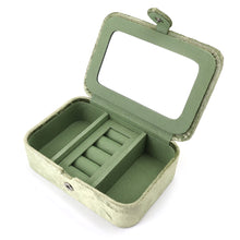 Load image into Gallery viewer, GREEN VELVET DAHLIAS EMBROIDERED RECTANGLE JEWELLERY BOX
