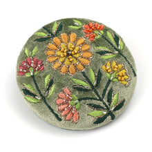 Load image into Gallery viewer, GREEN VELVET DAHLIAS EMBROIDERED COMPACT POCKET MIRROR
