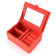 Load image into Gallery viewer, CORAL RED VELVET PANSIES EMBROIDERED SMALL JEWELLERY BOX
