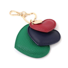 Load image into Gallery viewer, RED NAVY GREEN MULTI HEART KEYCHAIN BAG CHARM
