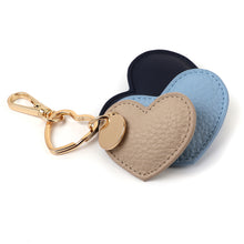 Load image into Gallery viewer, BEIGE BLUE NAVY MULTI HEART KEY CHAIN BAG CHARM
