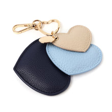 Load image into Gallery viewer, BEIGE BLUE NAVY MULTI HEART KEY CHAIN BAG CHARM
