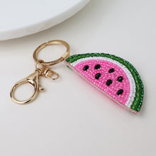 Load image into Gallery viewer, WATER MELON BEADED BAG CHARM KEY RING

