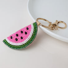 Load image into Gallery viewer, WATER MELON BEADED BAG CHARM KEY RING
