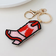 Load image into Gallery viewer, COWBOY BOOT BEADED BAG CHARM KEY RING
