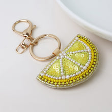 Load image into Gallery viewer, LEMON BEADED BAG CHARM KEY RING
