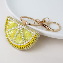 Load image into Gallery viewer, LEMON BEADED BAG CHARM KEY RING
