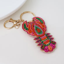 Load image into Gallery viewer, FUNKY LOBSTER BEADED BAG CHARM KEY RING
