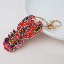 Load image into Gallery viewer, FUNKY LOBSTER BEADED BAG CHARM KEY RING
