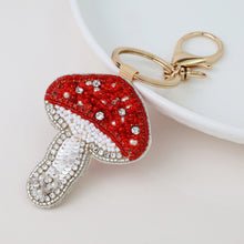 Load image into Gallery viewer, TOADSTOOL BEADED BAG CHARM KEY RING
