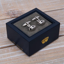 Load image into Gallery viewer, Pair of Rugby Ball Cufflinks Gift Boxed
