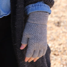 Load image into Gallery viewer, LIGHT GREY MARL LADIES FINGERLESS KNITTED GLOVES
