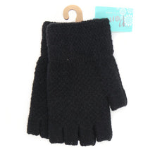 Load image into Gallery viewer, BLACK LADIES FINGERLESS KNITTED GLOVES
