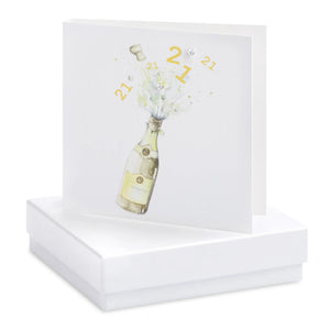 Boxed Champagne 21st Earring Card