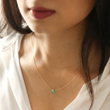 Load image into Gallery viewer, Semi-Precious Chrysoprase Stone Teardrop Pendant Necklace in Gold
