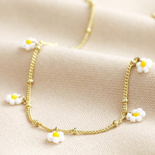 Load image into Gallery viewer, Beaded Daisy Satellite Chain Necklace in Gold
