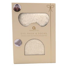 Load image into Gallery viewer, Cream Faux Fur Eye Mask &amp; Socks Giftset
