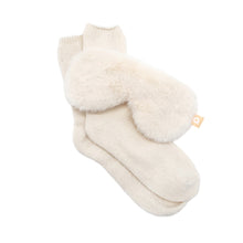 Load image into Gallery viewer, Cream Faux Fur Eye Mask &amp; Socks Giftset
